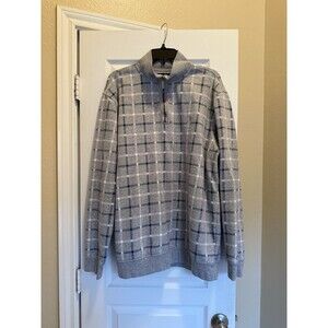 Nautica‎ 1/4 Zip Pullover Sweater Blue Gray Plaid Size 2XL XXL